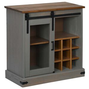 vidaXL Dressoir HALDEN met schuifdeur 80x40x80 cm massief hout grijs