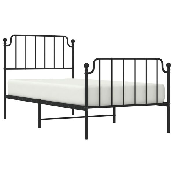 vidaXL Bedframe met hoofd- en voeteneinde&nbsp;metaal zwart 90x200 cm