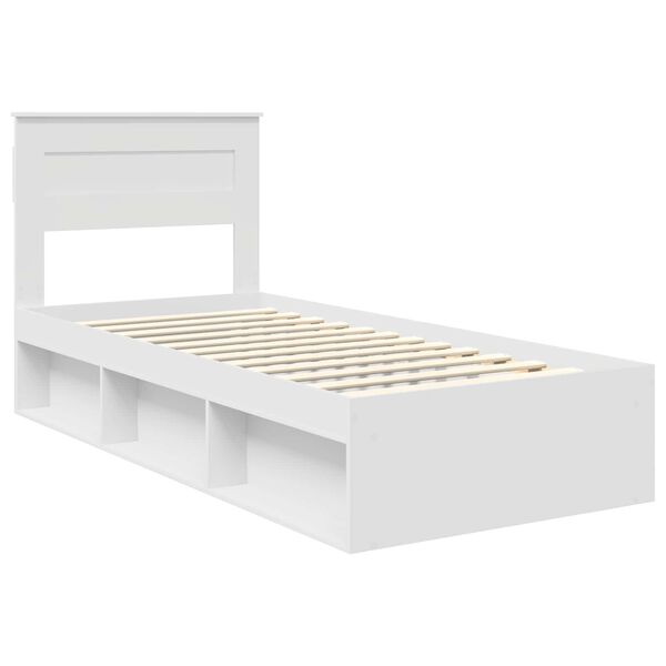 vidaXL Bedframe met matras met lade Wit 75 x 190 cm Massief grenenhout