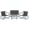 vidaXL 4-delige Loungeset met kussens staal antracietkleurig