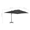 vidaXL Zwevende parasol met aluminium paal 400x300 cm antraciet