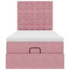 vidaXL Ottoman bed met matrassen en LED's 100x200cm fluweel roze