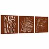 vidaXL Wanddecoratie tuin 3 st grasontwerp 55x55 cm cortenstaal