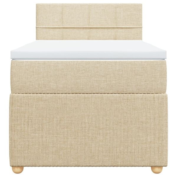 vidaXL Boxspring met matras stof cr&egrave;mekleurig 80x200 cm