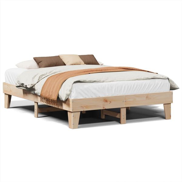 vidaXL Bedframe zonder matras massief grenenhout 140x190 cm