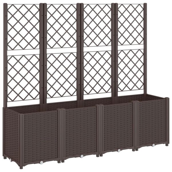 vidaXL Plantenbak met latwerk 160x40x140 cm polypropeen bruin