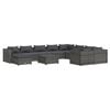 vidaXL 11-delige Loungeset met kussens poly rattan grijs
