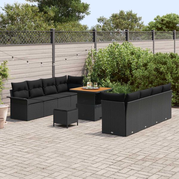 vidaXL Tuin Sofa Set 11 pcs Zwart poly rattan