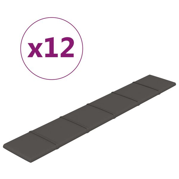 vidaXL Wandpanelen 12 st 1,62 m&sup2; 90x15 cm stof donkergrijs