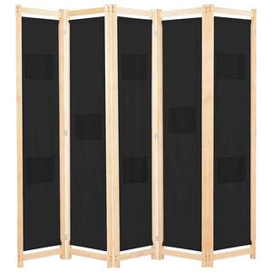 vidaXL Kamerscherm met 5 panelen 200x170x4 cm stof zwart