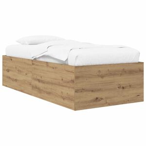 vidaXL Vloerbedframe Artisanaal eiken 80 x 200 cm Bewerkt hout