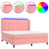 vidaXL Boxspring met matras en LED fluweel roze 180x200 cm