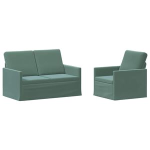 vidaXL Bankstel 2 pcs Zeegroen fluweel