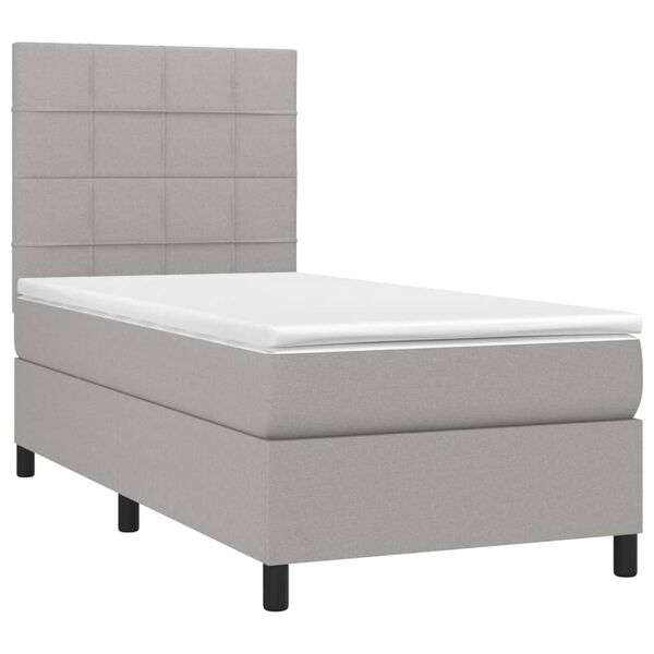 vidaXL Boxspring met matras stof lichtgrijs 80x200 cm