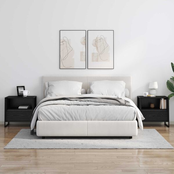 vidaXL Nachtkastje met lade Zwart Eiken 50 x 39,5 x 50 cm Bewerkt hout