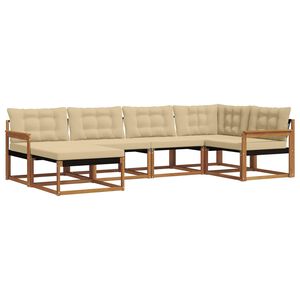 vidaXL Buiten bankenset met kussen 6 pcs Natuurlijk en Beige