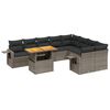 vidaXL 10-delige Loungeset met kussens poly rattan grijs