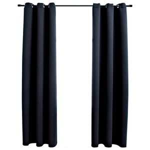 vidaXL Verduisteringsgordijnen met ringen 2 stuks zwart 97x213 cm stof