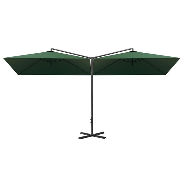 vidaXL Parasol dubbel met stalen paal 600x300 cm groen