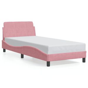 vidaXL Bedframe met hoofdeinde "Dover" 90x190 cm fluweel roze