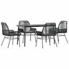 vidaXL 5-delige Tuinset met kussens poly rattan glas zwart