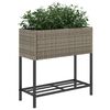 vidaXL Plantenbakken met schap 2 st 70x28x70 poly rattan grijs