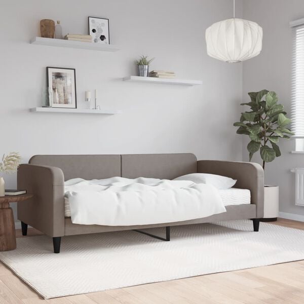 vidaXL Slaapbank met matras 100x200 cm stof taupe