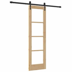 vidaXL Schuifdeur 61 x 198,5 cm Massief grenenhout en glas Naturel