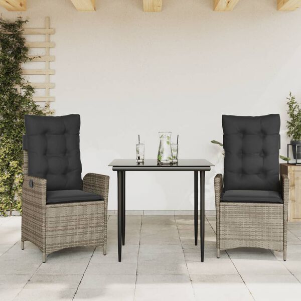 vidaXL 5-delige Tuinset met kussens poly rattan grijs