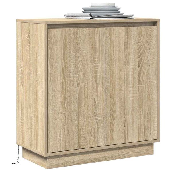 vidaXL LED Sideboard Sonoma Eiken 71 x 34,5 x 75 cm Bewerkt hout