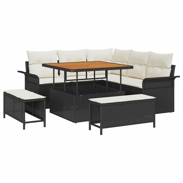 vidaXL Tuin Sofa Set 8 pcs Zwart poly rattan