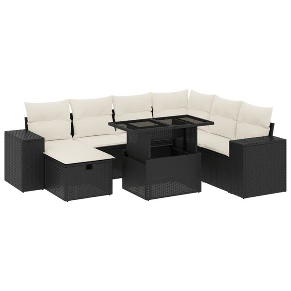 vidaXL 8-delige Loungeset met kussens poly rattan zwart