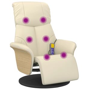 vidaXL Massagestoel verstelbaar met voetensteun kunstleer cr&egrave;mekleurig