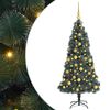 vidaXL Kunstkerstboom met verlichting en ballenset Groen 210 cm PET