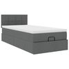 vidaXL Ottoman bed met matras en LED's 90x190cm stof donkergrijs