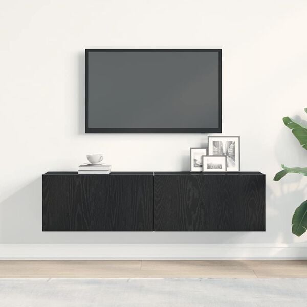 vidaXL Tv-meubel 120x30x30,5 cm spaanplaat zwart eikenkleurig