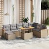 vidaXL 9-delige Loungeset met kussens poly rattan beige