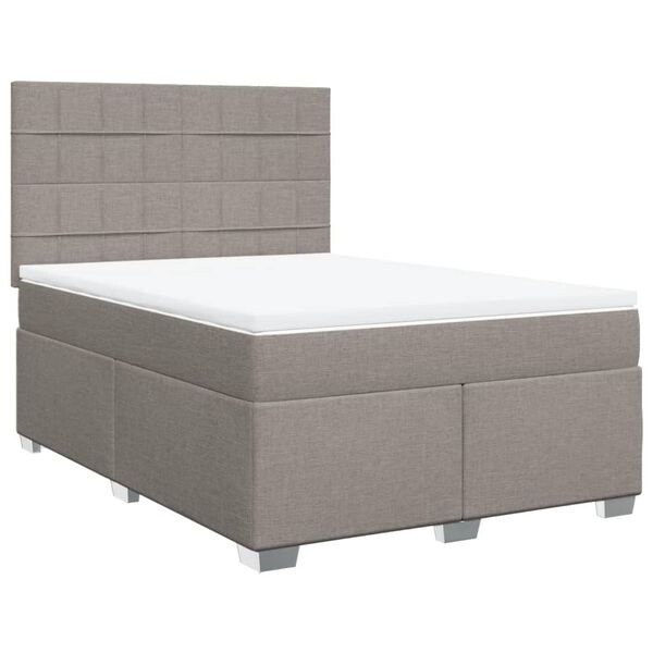vidaXL Boxspring met matras stof taupe 140x190 cm