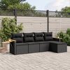 vidaXL 5-delige Loungeset met kussens poly rattan zwart