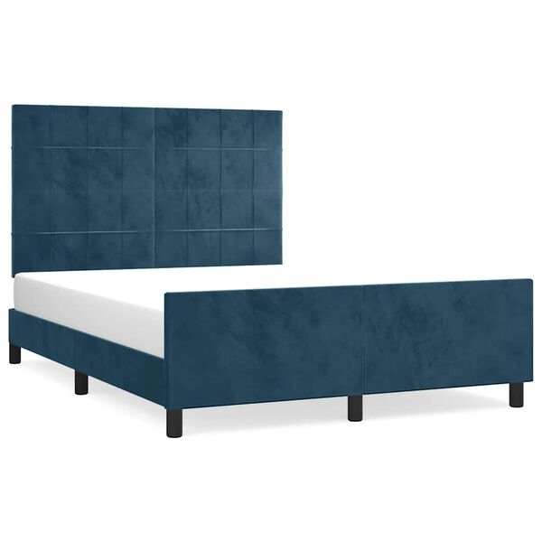vidaXL Bedframe zonder matras 140x200 cm fluweel donkerblauw