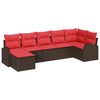 vidaXL Tuin Sofa Set met kussen 7 pcs Bruin Poly riet