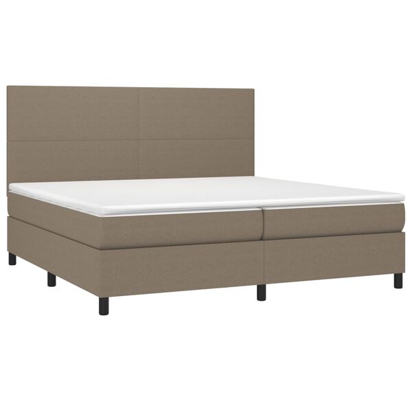 vidaXL Boxspring met matras stof taupe 200x200 cm