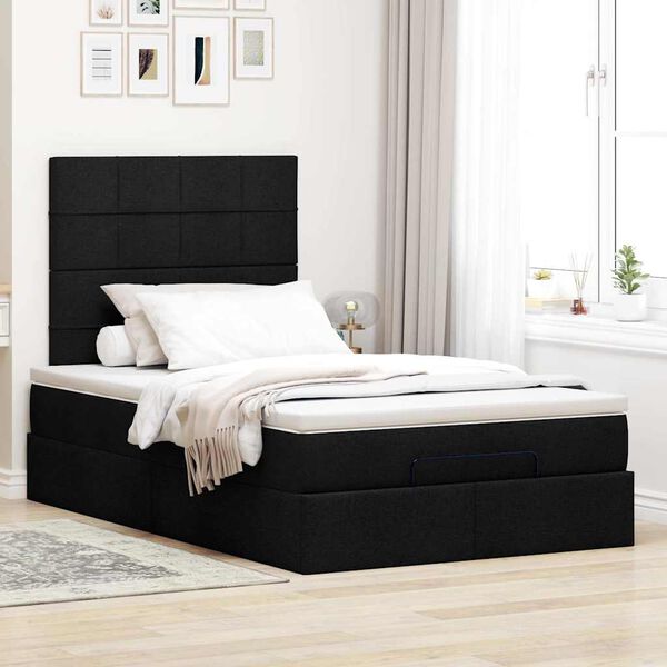 vidaXL Ottoman bed met matras 120x200cm stof zwart