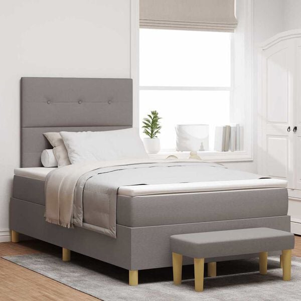 vidaXL Boxspring bed met matras met hoofdeinde Taupe 120 x 190 cm Stof