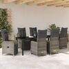 vidaXL Tuin eettafelset met kussen 7 pcs Beige poly rattan