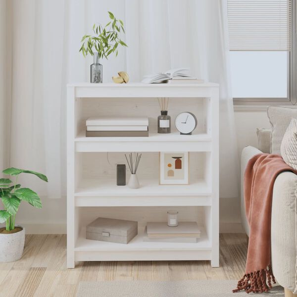 vidaXL Boekenkast 80x35x97 cm massief grenenhout wit