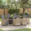 vidaXL Tuin eettafelset met kussen 7 pcs Beige poly rattan