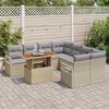 vidaXL Tuin Eetset met kussen 9 pcs Beige en Grijs