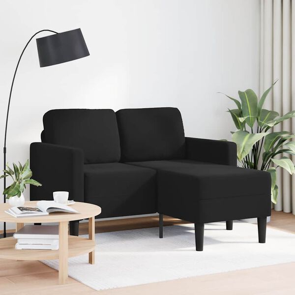 vidaXL Tweezitsbank met chaise longue L-vormig zwart 125 cm fluweel