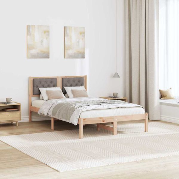 vidaXL Bedframe met hoofdeinde Taupe 120 x 190 cm Massief grenenhout